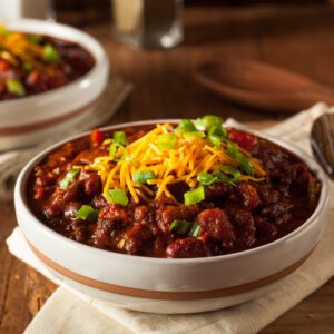 Down Home Chili with Cheddar Cornbread Muffins (Make it yourself)