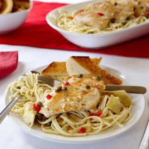 Lemon Chicken Piccata over Orzo
