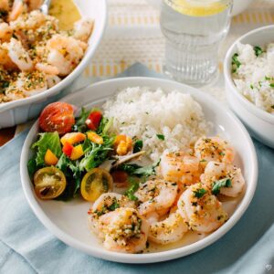 Crispy Garlic Shrimp over Rice
