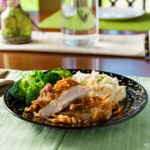 Crispy French Onion Chicken with Oven Roasted Broccoli
