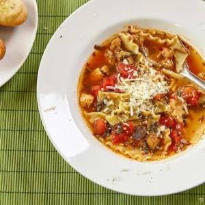 Slow Cooked Lasagna Soup with Italian Bread
